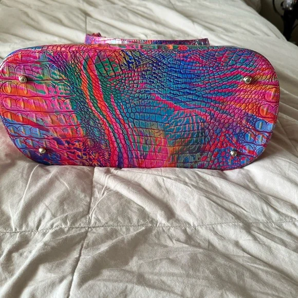 Rare Brahmin Ezra Croc Embossed Leather Tote in Rainbow Fish - Picture 3 of 11